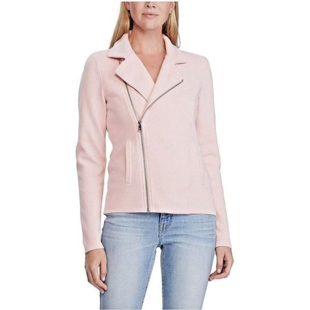 Lauren Ralph Lauren Jacket Size XL Asymmetrical Zip Long Sleeve Pink Knit Outdoo